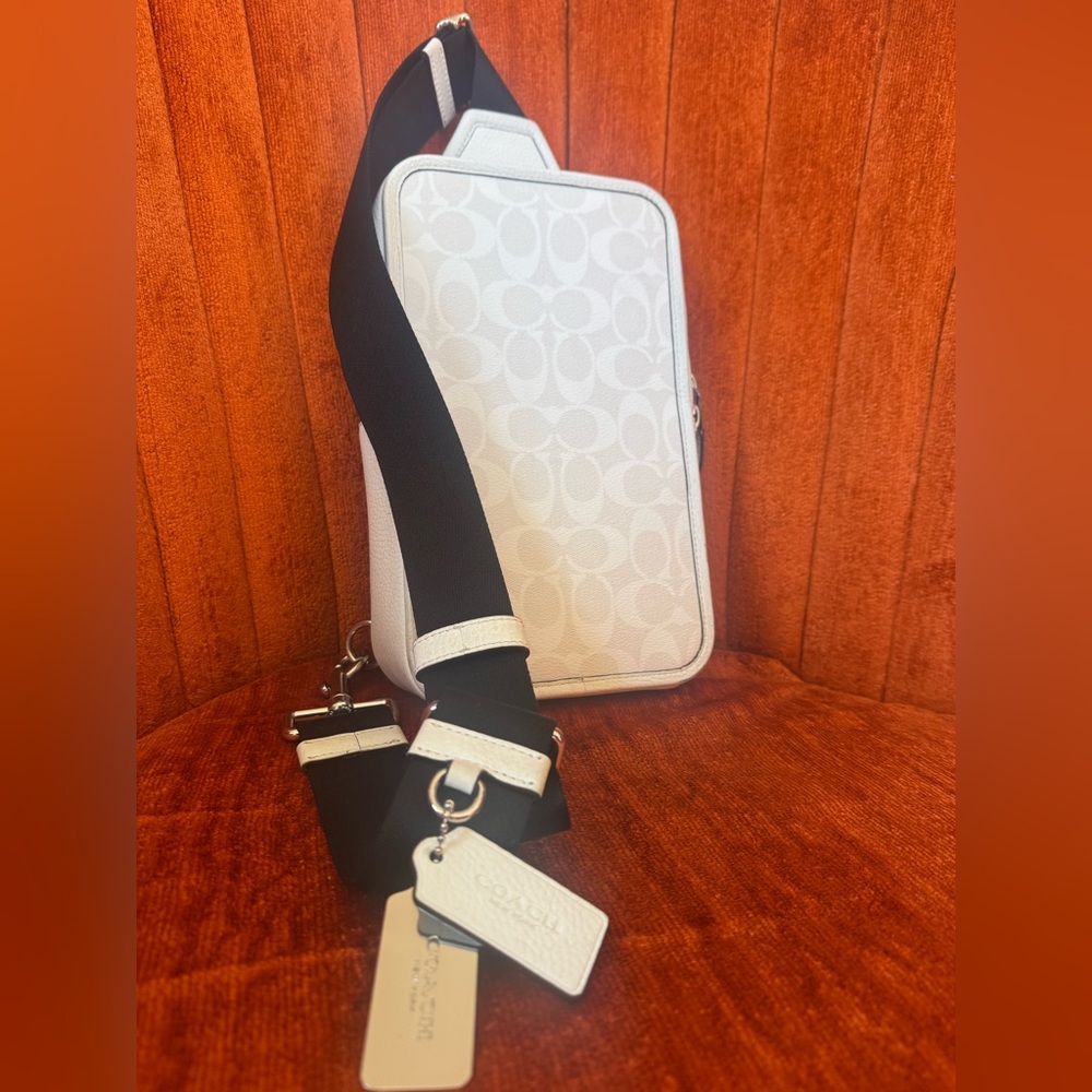 White and Black  COACH  sling Bag